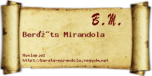 Beráts Mirandola névjegykártya
